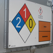 A NFPA diamond integrated on a complete tankmarking
